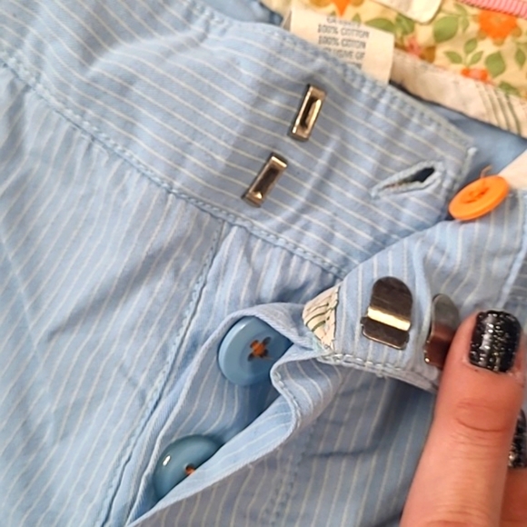 Vintage Y2K American Eagle Outfitters Sky Blue Striped Convertible Pants Size 6 - Picture 4 of 13